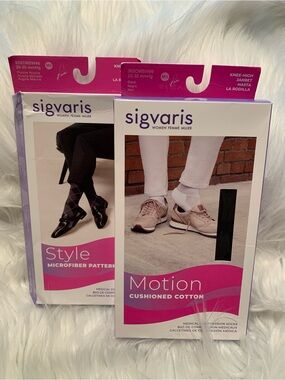 SIGVARIS ladies (2) pair knee high compression socks NIB NWT